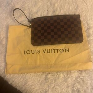 Louis Vuitton Red and Brown Checkered Pouch